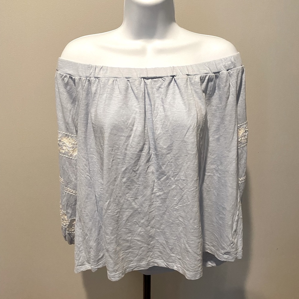 American Eagle Outfitters Blue Off-Shoulder Blouse Relaxed Style